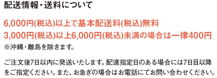 配送情報・送料について